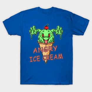 Angry Ice Cream Funny Cartoon Design T-Shirt